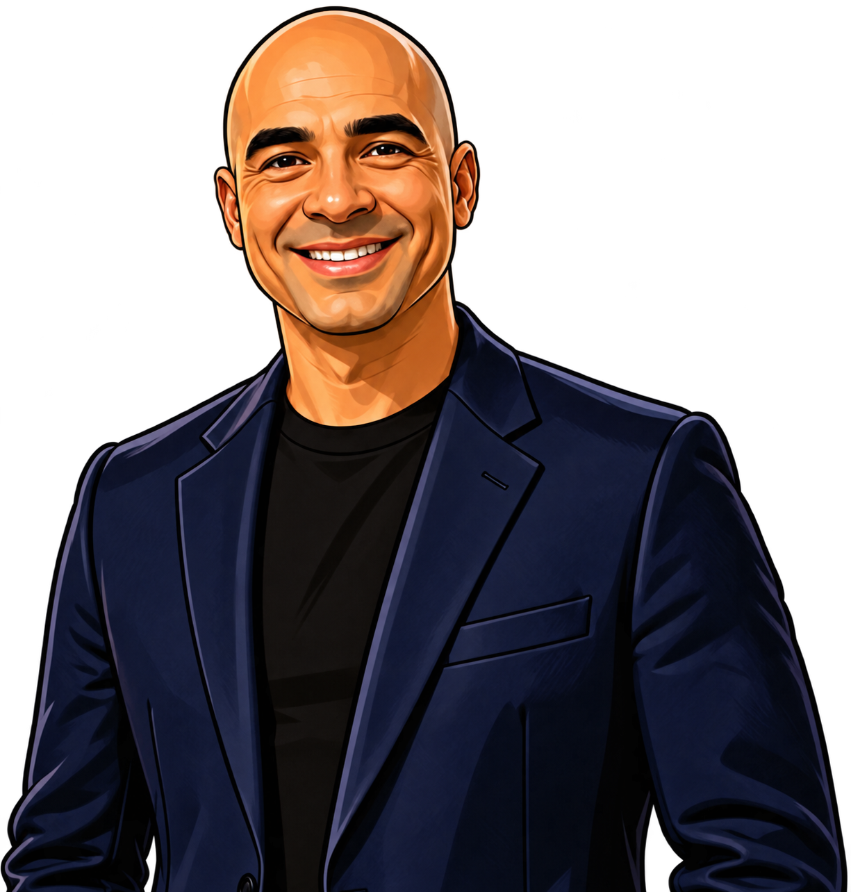 Smiling illustrated Klyff, with a transparent background